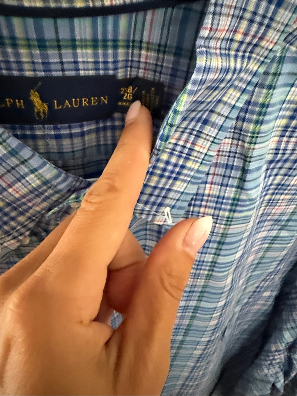 Ralph Lauren Blue and Pink Plaid Button-Down Shirt - Picture 2 of 3